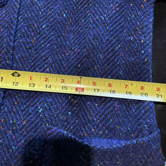Vintage 60s/70’s Blue 100% Wool Speckled Multi Colored Long Coat Size Medium 8 - Picture 11 of 12